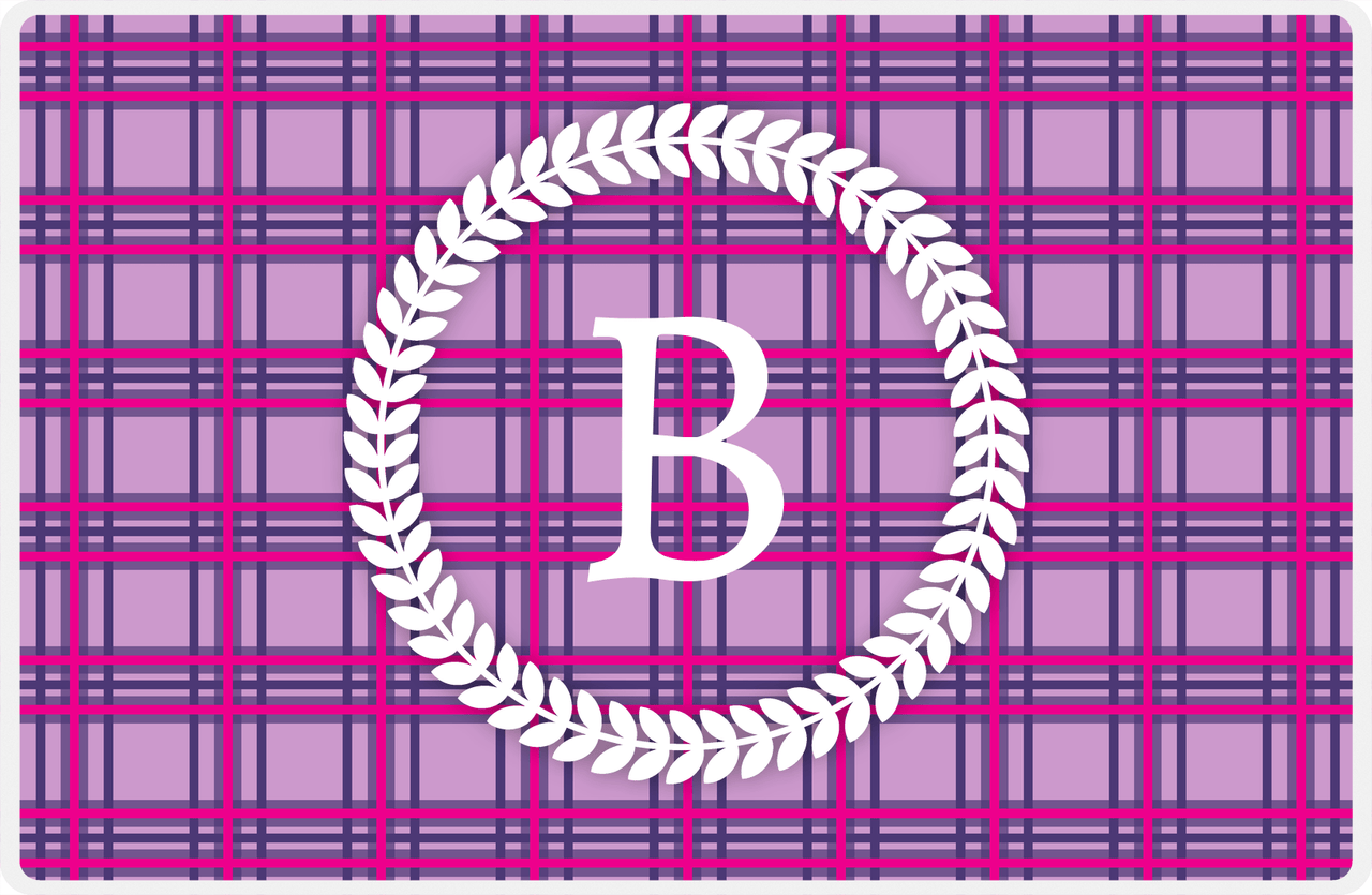 Personalized Flannel / Plaid Placemat IV - Initial Wreath -  View