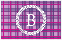 Thumbnail for Personalized Flannel / Plaid Placemat IV - Initial Wreath -  View