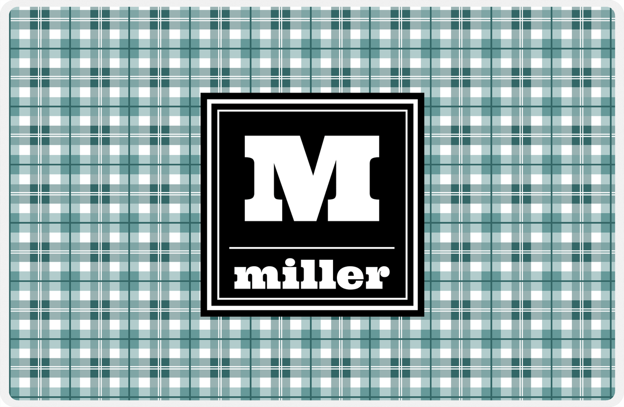 Personalized Flannel / Plaid Placemat V - Initial Squared -  View