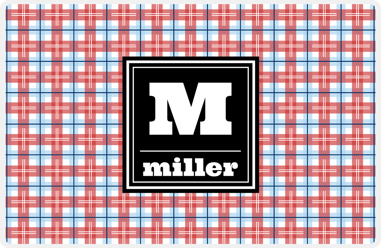 Personalized Flannel / Plaid Placemat V - Initial Squared -  View