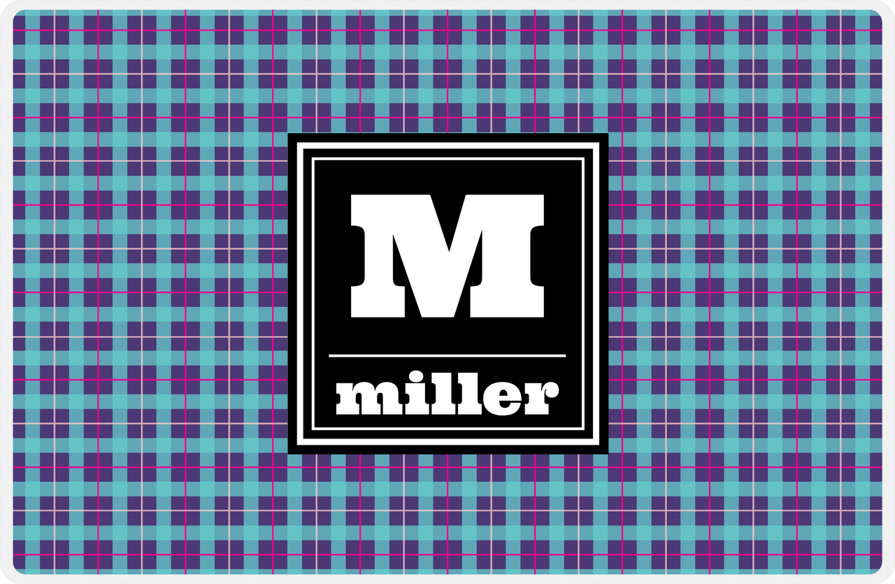 Personalized Flannel / Plaid Placemat V - Initial Squared -  View