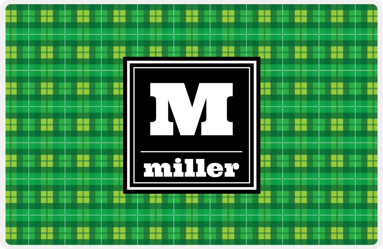 Personalized Flannel / Plaid Placemat V - Initial Squared -  View