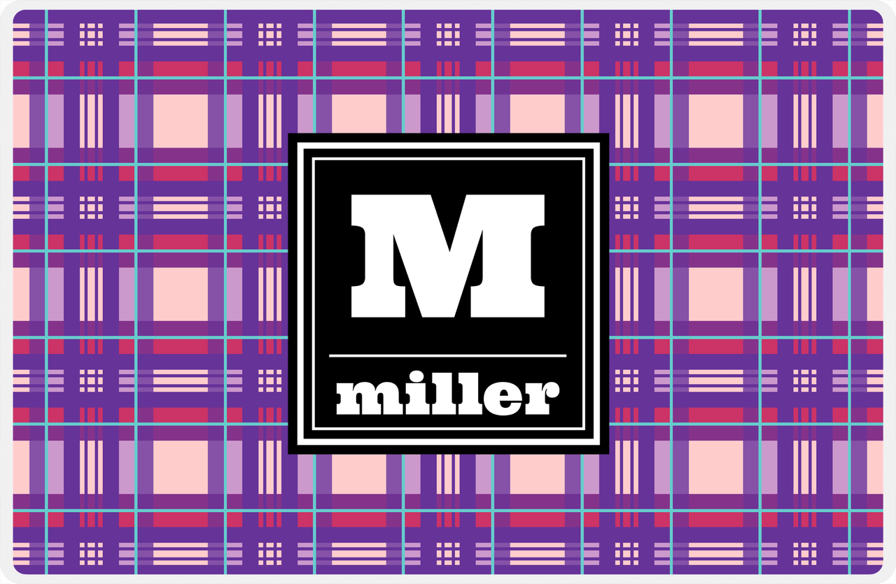 Personalized Flannel / Plaid Placemat V - Initial Squared -  View