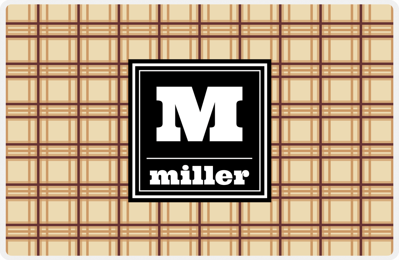 Personalized Flannel / Plaid Placemat V - Initial Squared -  View