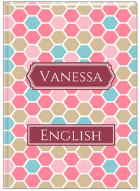 Thumbnail for Personalized Flower Comb Journal - Pink and Teal - Decorative Rectangle Nameplate - Front View