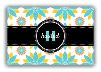 Thumbnail for Personalized Flower Burst Canvas Wrap & Photo Print - Teal with Circle Ribbon Nameplate - Front View