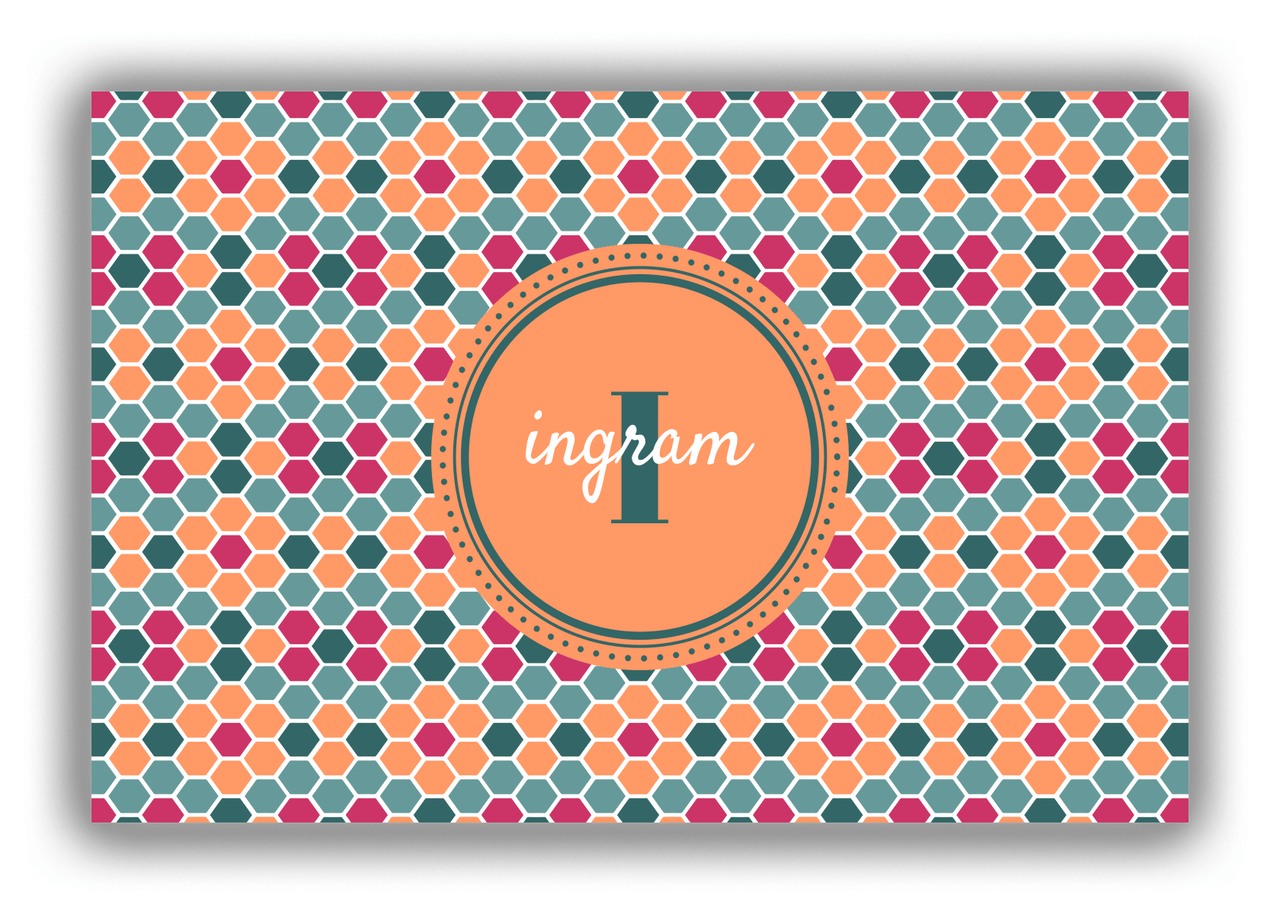 Personalized Flower Comb Canvas Wrap & Photo Print - Orange with Circle Nameplate - Front View
