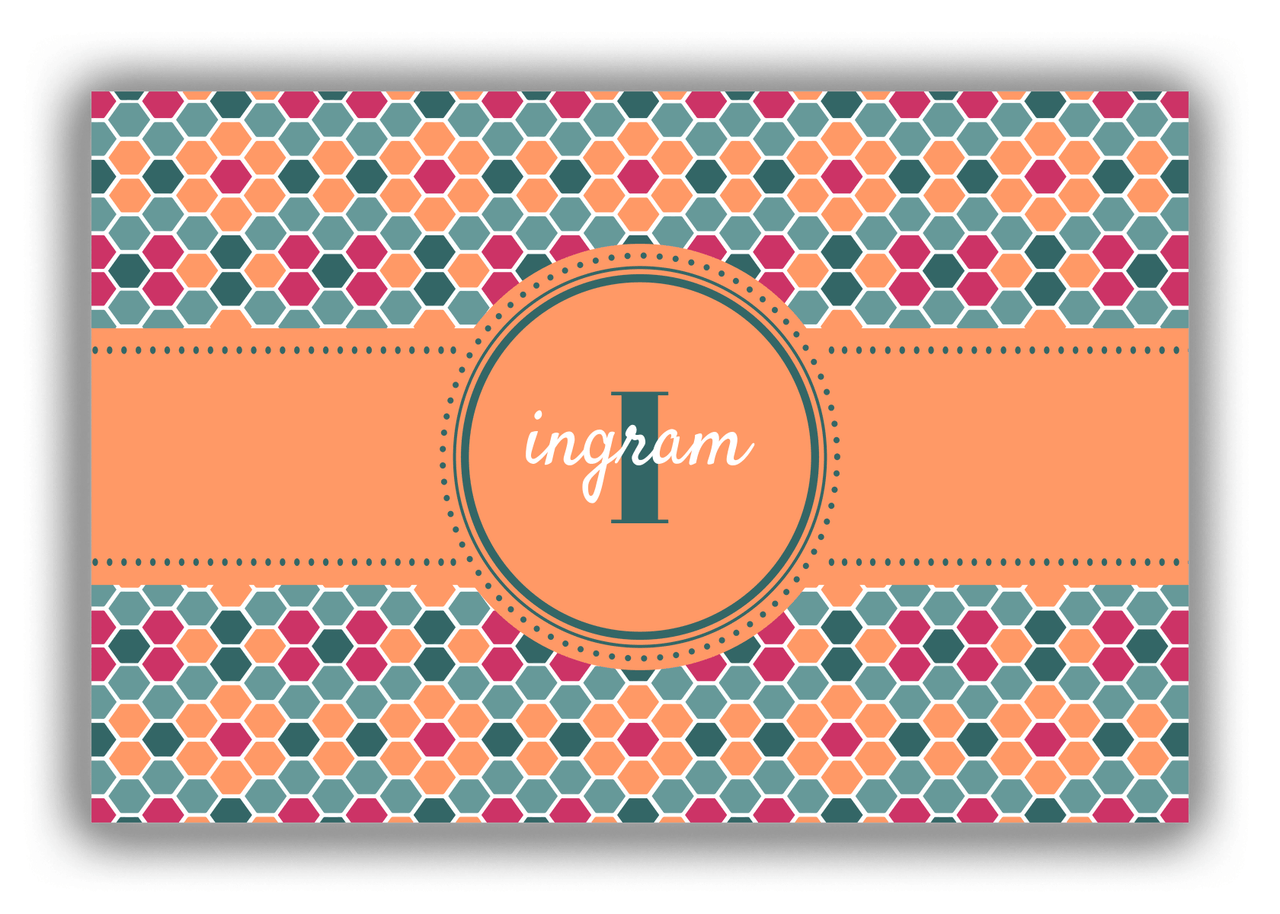 Personalized Flower Comb Canvas Wrap & Photo Print - Orange with Circle Ribbon Nameplate - Front View