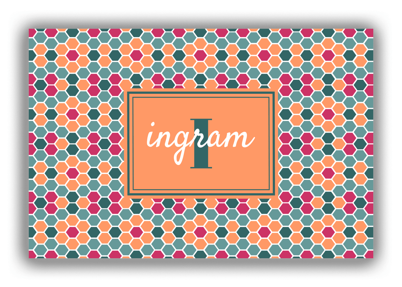 Personalized Flower Comb Canvas Wrap & Photo Print - Orange with Rectangle Nameplate - Front View