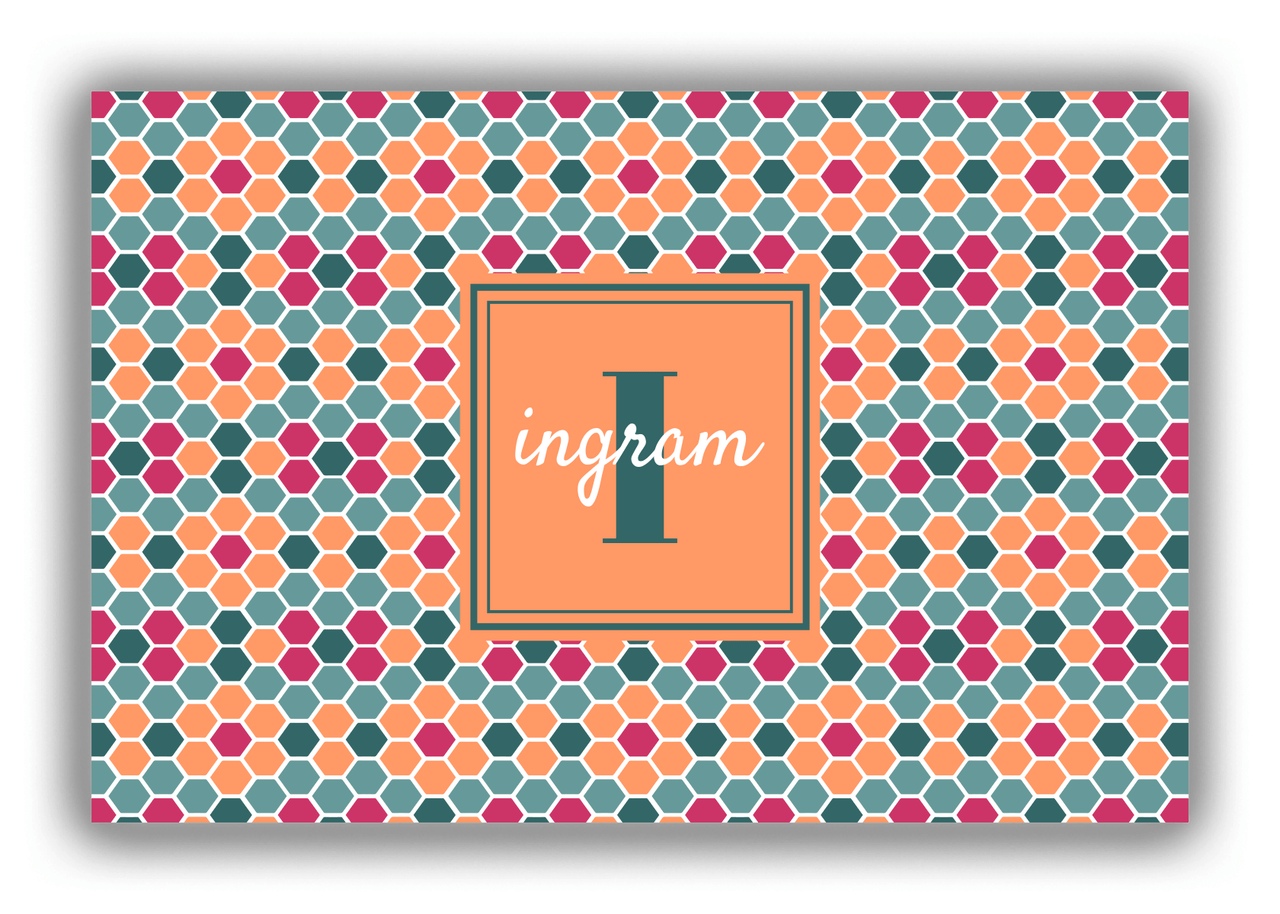 Personalized Flower Comb Canvas Wrap & Photo Print - Orange with Square Nameplate - Front View