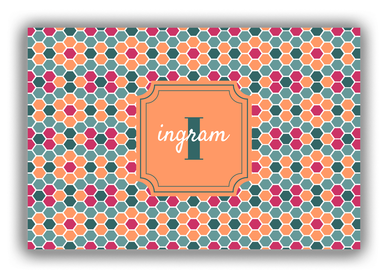 Personalized Flower Comb Canvas Wrap & Photo Print - Orange with Stamp Nameplate - Front View