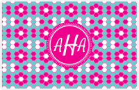 Thumbnail for Personalized Flower Comb Placemat - Viking Blue and White - Hot Pink Circle Frame -  View