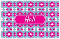 Thumbnail for Personalized Flower Comb Placemat - Viking Blue and White - Hot Pink Decorative Rectangle Frame -  View