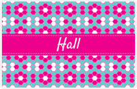 Thumbnail for Personalized Flower Comb Placemat - Viking Blue and White - Hot Pink Ribbon Frame -  View