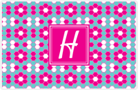 Thumbnail for Personalized Flower Comb Placemat - Viking Blue and White - Hot Pink Square Frame -  View