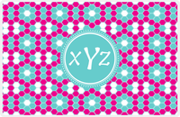 Thumbnail for Personalized Flower Comb Placemat - Hot Pink and White - Viking Blue Circle Frame -  View