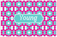 Thumbnail for Personalized Flower Comb Placemat - Hot Pink and White - Viking Blue Decorative Rectangle Frame -  View