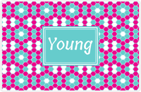 Thumbnail for Personalized Flower Comb Placemat - Hot Pink and White - Viking Blue Rectangle Frame -  View