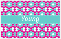 Thumbnail for Personalized Flower Comb Placemat - Hot Pink and White - Viking Blue Ribbon Frame -  View