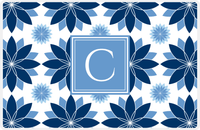 Thumbnail for Personalized Flower Burst Placemat - Navy and Light Blue - Glacier Square Frame -  View