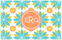 Thumbnail for Personalized Flower Burst Placemat - Viking Blue and Mustard - Tangerine Circle Frame -  View