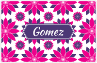 Thumbnail for Personalized Flower Burst Placemat - Hot Pink and White - Indigo Decorative Rectangle Frame -  View