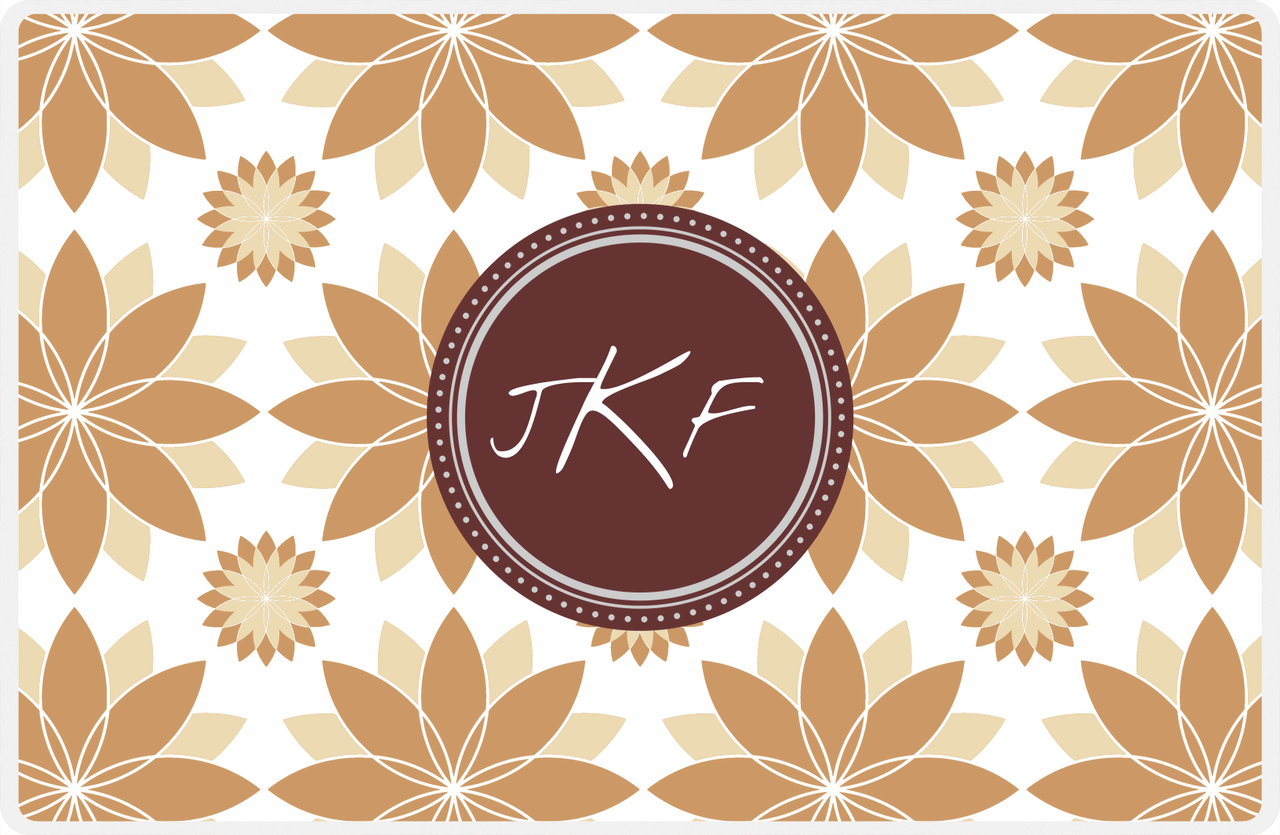 Personalized Flower Burst Placemat - Light Brown and Champagne - Brown Circle Frame -  View