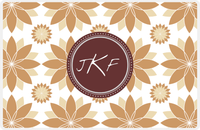 Thumbnail for Personalized Flower Burst Placemat - Light Brown and Champagne - Brown Circle Frame -  View
