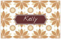 Thumbnail for Personalized Flower Burst Placemat - Light Brown and Champagne - Brown Decorative Rectangle Frame -  View