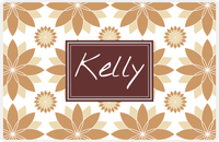 Thumbnail for Personalized Flower Burst Placemat - Light Brown and Champagne - Brown Rectangle Frame -  View