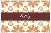 Thumbnail for Personalized Flower Burst Placemat - Light Brown and Champagne - Brown Ribbon Frame -  View