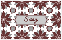 Thumbnail for Personalized Flower Burst Placemat - Brown and Grey - Light Grey Decorative Rectangle Frame -  View