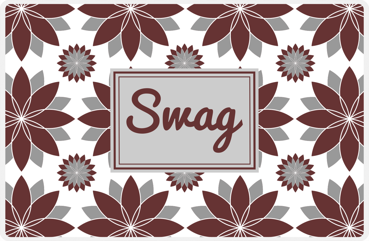 Personalized Flower Burst Placemat - Brown and Grey - Light Grey Rectangle Frame -  View