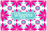 Thumbnail for Personalized Flower Burst Placemat - Hot Pink and White - Viking Blue Decorative Rectangle Frame -  View