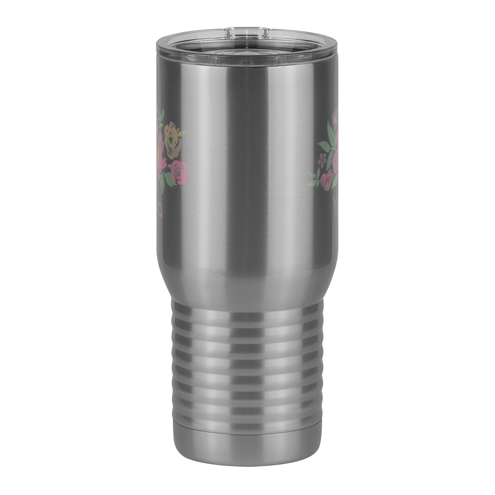 Personalized Flowers Travel Coffee Mug Tumbler with Handle (20 oz) - Yaya - Front View