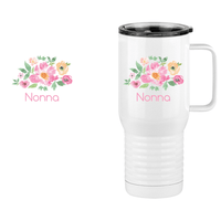 Thumbnail for Personalized Flowers Travel Coffee Mug Tumbler with Handle (20 oz) - Nonna - Design View