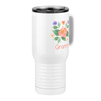 Thumbnail for Personalized Flowers Travel Coffee Mug Tumbler with Handle (20 oz) - Granny - Front Right View