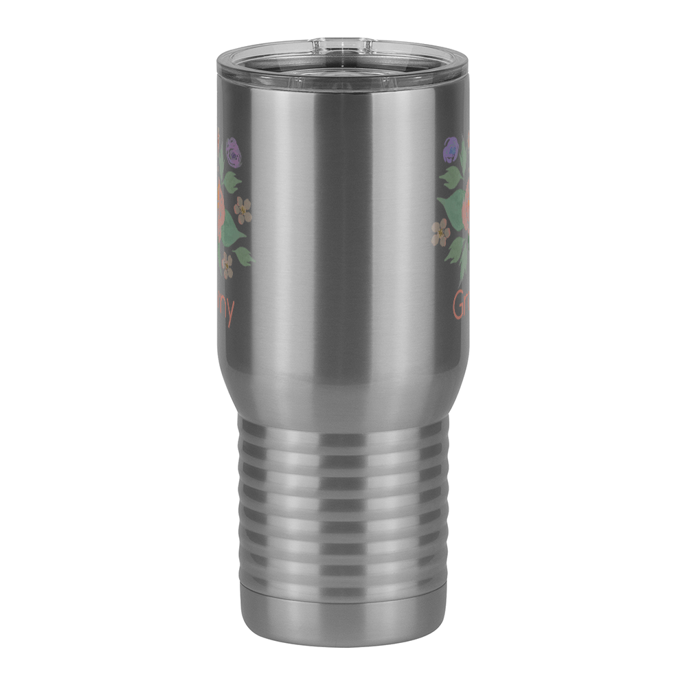 Personalized Flowers Travel Coffee Mug Tumbler with Handle (20 oz) - Granny - Front View