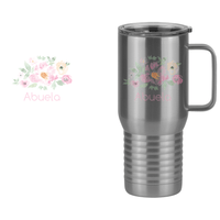 Thumbnail for Personalized Flowers Travel Coffee Mug Tumbler with Handle (20 oz) - Abuela - Design View