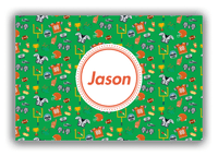 Thumbnail for Personalized Football Canvas Wrap & Photo Print IV - Green Background - Circle Nameplate - Front View