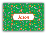 Thumbnail for Personalized Football Canvas Wrap & Photo Print IV - Green Background - Decorative Rectangle Nameplate - Front View