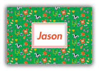 Thumbnail for Personalized Football Canvas Wrap & Photo Print IV - Green Background - Rectangle Nameplate - Front View
