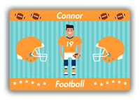 Thumbnail for Personalized Football Canvas Wrap & Photo Print V - Teal Background - Black Hair Boy - Front View