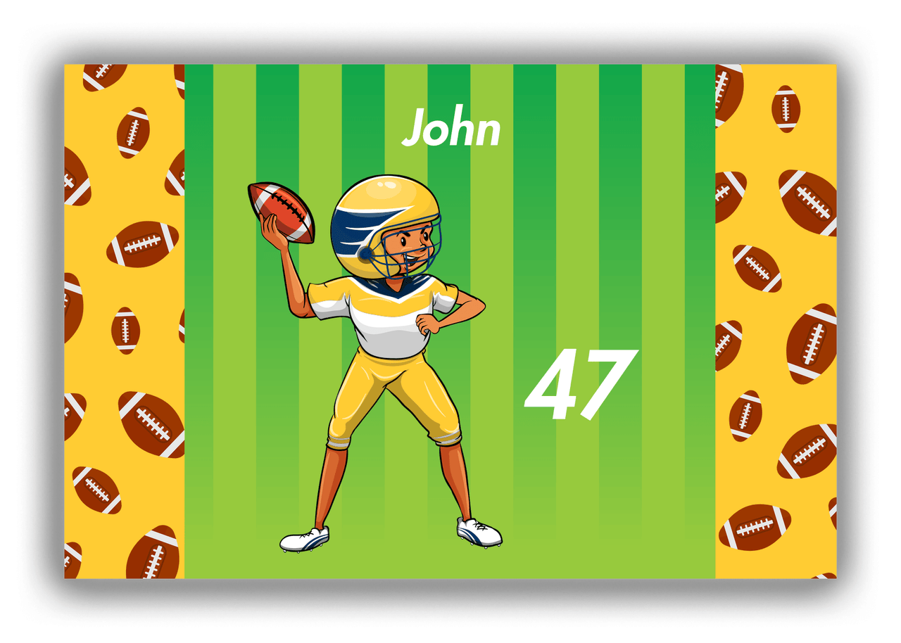 Personalized Football Canvas Wrap & Photo Print IX - Green Background - Football Player IV - Front View