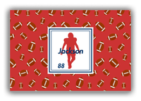 Thumbnail for Personalized Football Canvas Wrap & Photo Print X - Red Background - Player Silhouette III - Front View