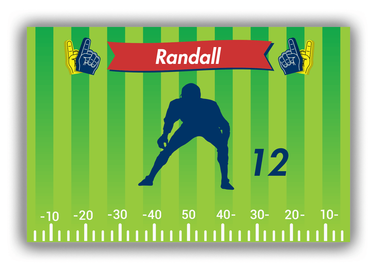 Personalized Football Canvas Wrap & Photo Print XII - Green Background - Player Silhouette VI - Front View