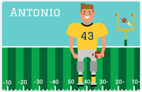 Thumbnail for Personalized Football Placemat I - Teal Background - Brown Hair Boy -  View