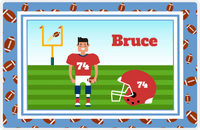Thumbnail for Personalized Football Placemat II - Blue Border - Black Hair Boy -  View