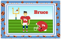 Thumbnail for Personalized Football Placemat II - Blue Border - Asian Boy -  View