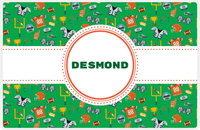 Thumbnail for Personalized Football Placemat IV - Green Background - Circle Ribbon Nameplate -  View